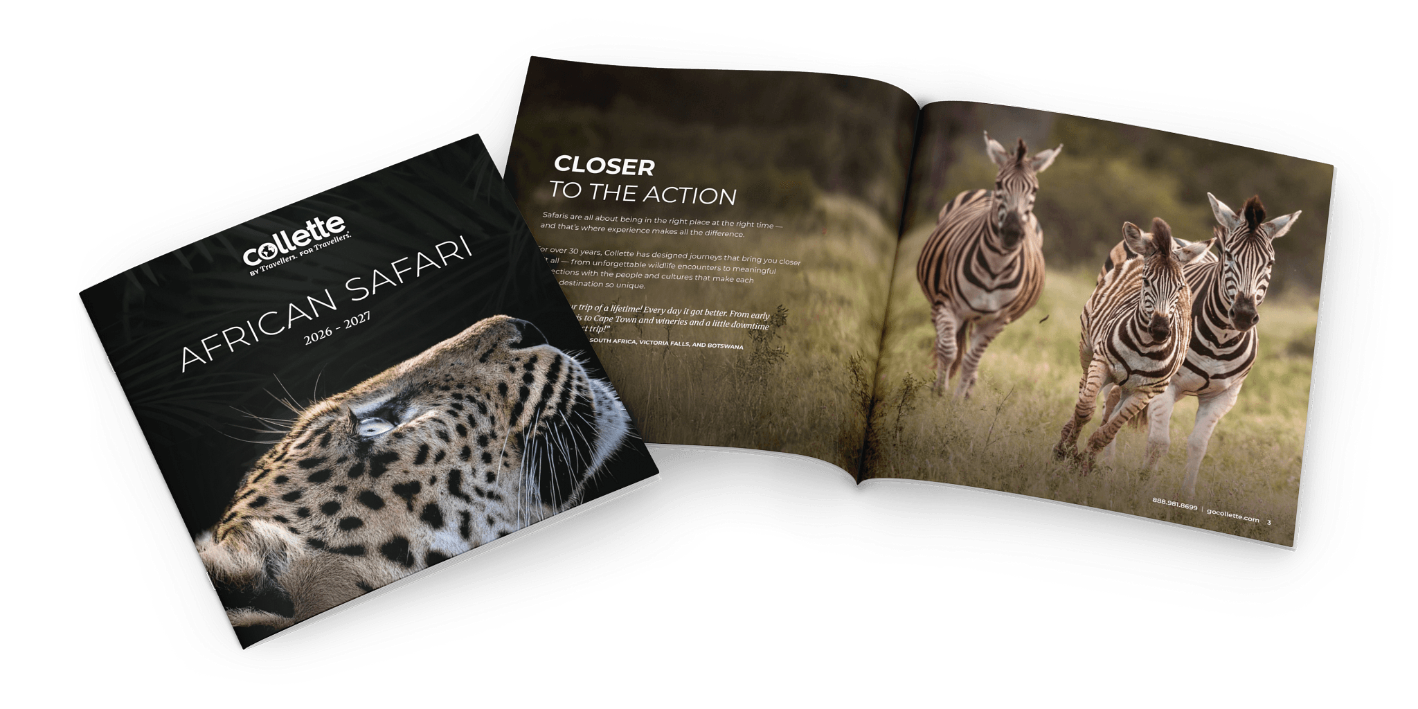 Collette African Safari Brochure Cover with Wildlife on it