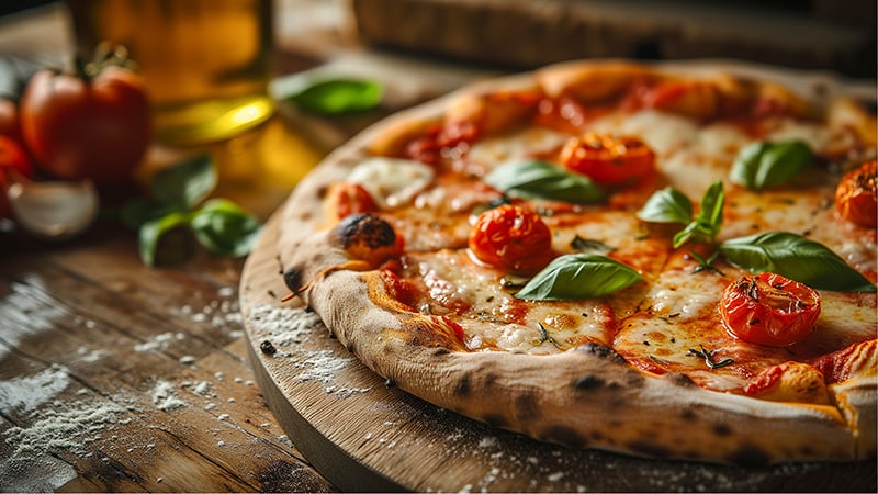 Fresh Margherita pizza