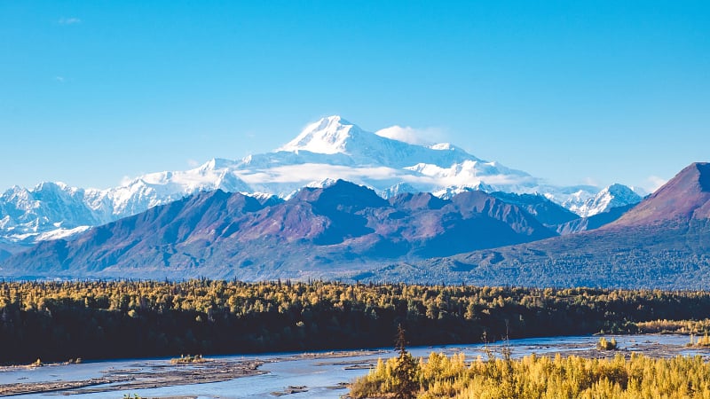 This is Denali (formerly officially known as Mount McKinley), the highest mountain peak in North America.