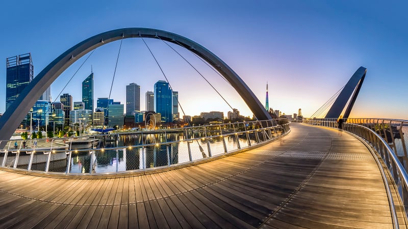 The Elizabeth Quay Bridge, a pedestrian and cyclist footbridge located in Perth, Western Australia.