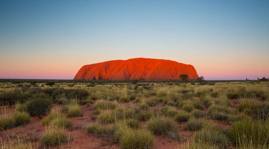 Uluru (historically known as Ayers Rock), a massive and globally famous sandstone monolith located in the southern part of the Northern Territory in central Australia.