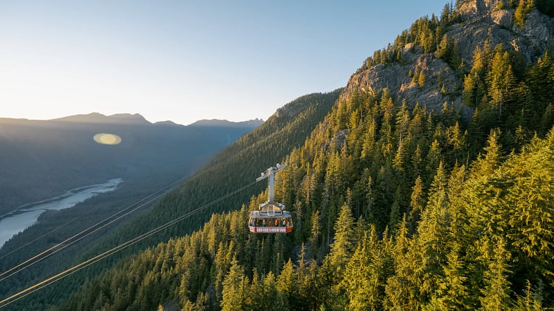 The Grouse Mountain Skyride, a famous aerial tramway located in North Vancouver, British Columbia, Canada.