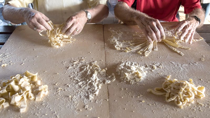 Pasta making at Farmhouse Le Baccane in Italy