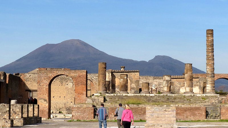 Pompeii Main Square with Vesuvius