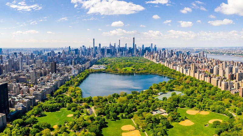 Bird's-eye view of Central Park, New York City