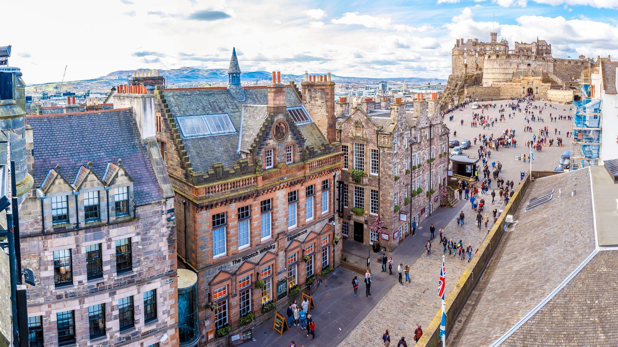 Royal mile and old center of Edinburgh in spring