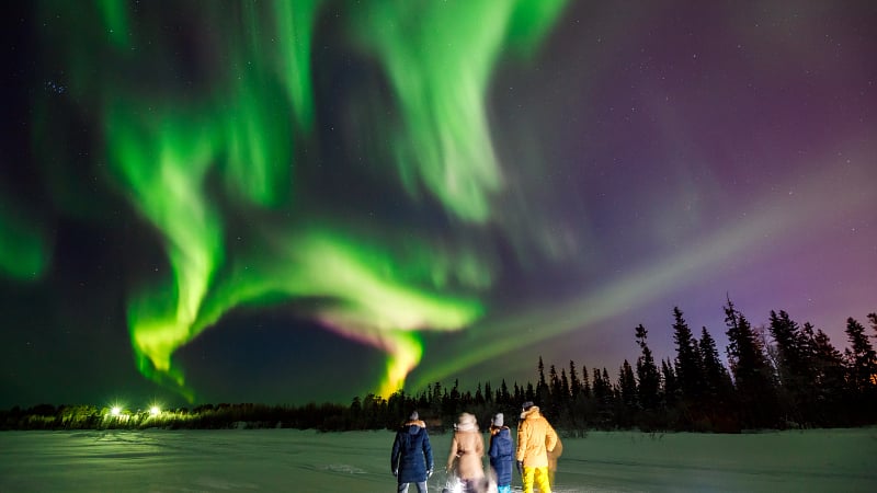 This image shows the Northern Lights, scientifically known as the Aurora Borealis.