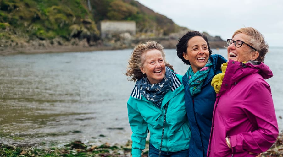 Friends and sisters exploring the outdoors together in Cornwall