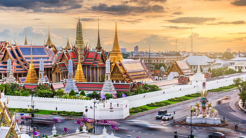 Bangkok, Thailand at the Temple of the Emerald Buddha and Grand Palace