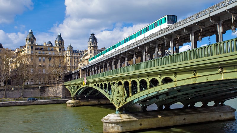 the Pont de Bir-Hakeim, a famous and distinctive two-level steel bridge located in Paris, France.