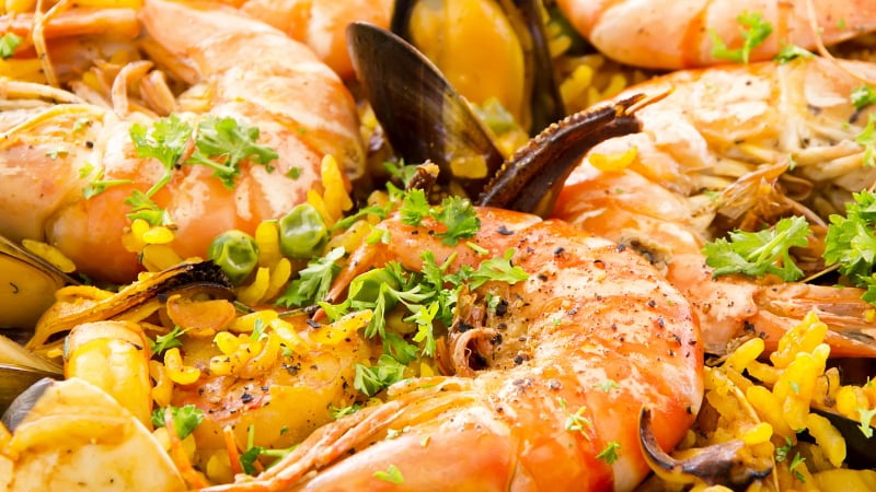Paella with seafood