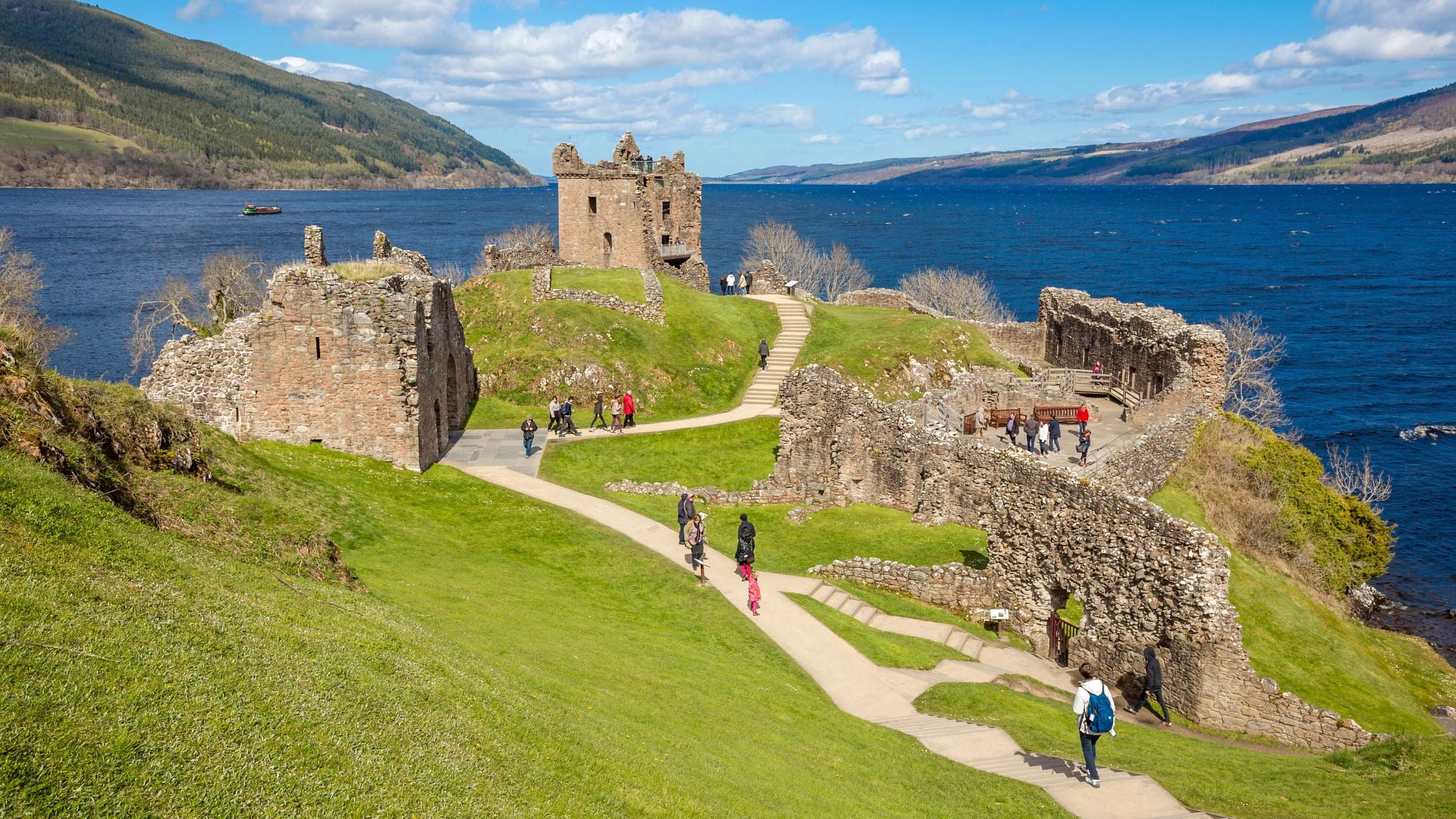 Urquhart Castle commands great views of Loch Ness