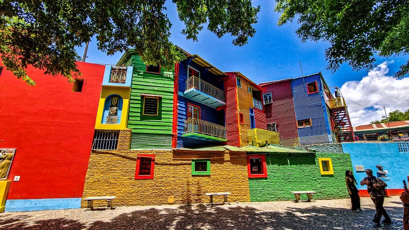 the famous Caminito street museum, a vibrant pedestrian alley located in the historic La Boca neighborhood of Buenos Aires, Argentina.