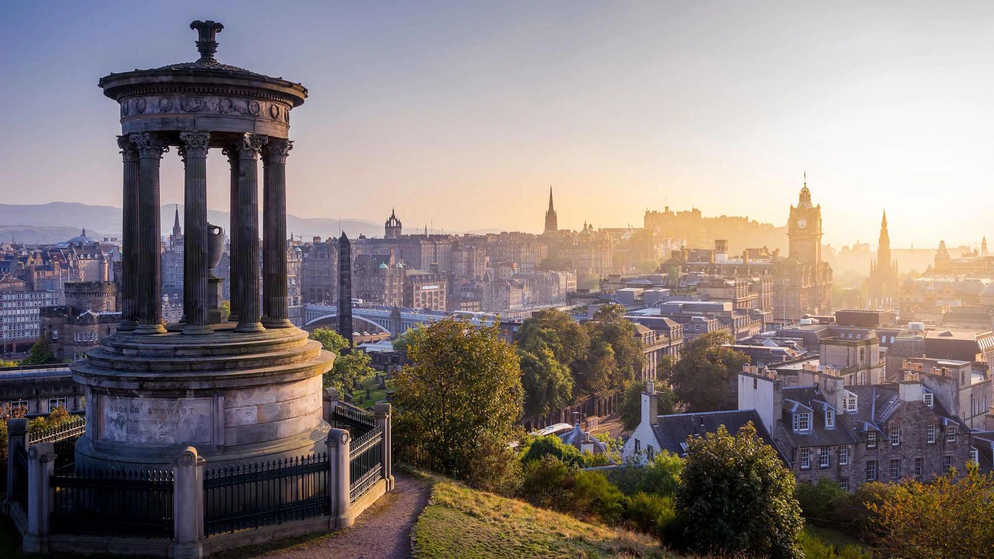 Edinburgh city in winter from Calton hill, Scotland, UK