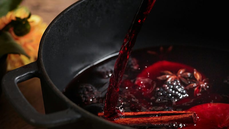 Festive holiday wassail or mulled wine