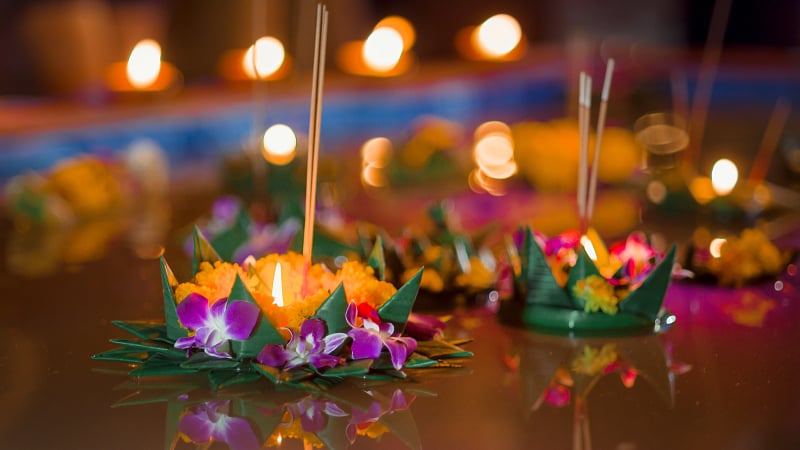 Krathong, Loy Kratong day, Traditional festival in Thailand Loy Krathong day.