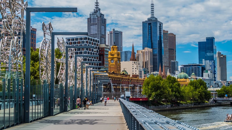 This is the Sandridge Bridge, a historic former railway bridge spanning the Yarra River in the city centre of Melbourne, Victoria, Australia.