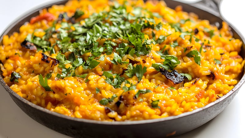 Delicious Saffron Risotto Recipe in Cast Iron Pan